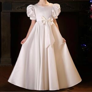 Elegant White Gown with Bow